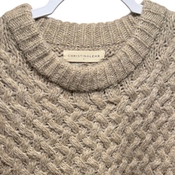 Christina Lehr Cozy Beige Knit Sweater 70% Baby Alpaca Merino Wool Blend Size 1 - Picture 5 of 17